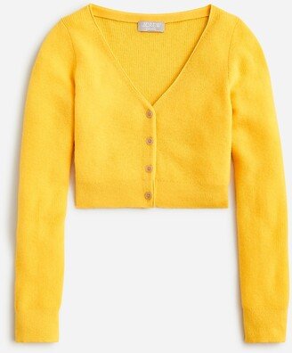 Featherweight cashmere cropped cardigan sweater