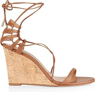 Bellissima 100MM Leather Lace-Up Wedge Sandals