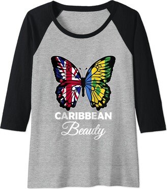 Vincent and Great Britain Mix Caribbean Beauty Vincent and Britain Half British Vincentian Raglan Baseball Tee