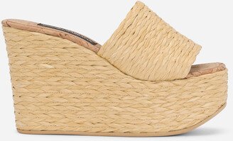 Woven raffia wedges