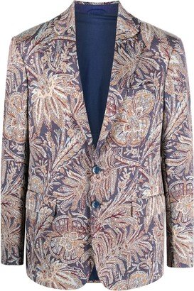 Jacquard-Pattern Single-Breasted Blazer