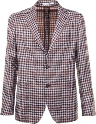 Checked Single-Breasted Blazer-AG