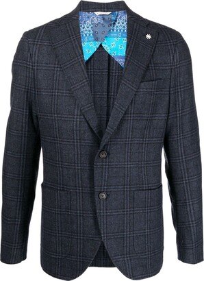 Check-Plaid Single-Breasted Blazer