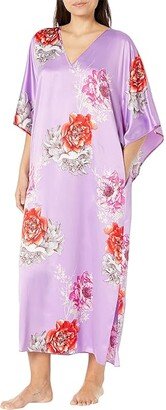 N by Natori Peony Blossom - Satin Caftan (Purple Combo) Women's Pajama