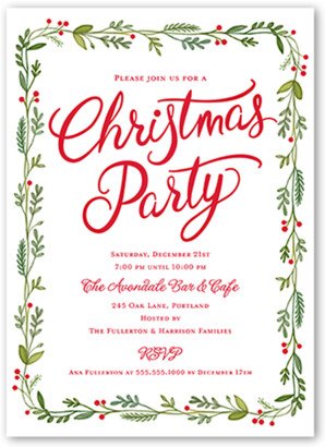 Christmas Invitations: Bough Border Holiday Invitation, White, Standard Smooth Cardstock, Square