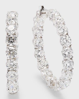 18K White Gold Diamonds Hoop Earrings, 40mm
