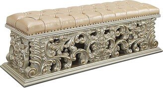 Antique Gold Faux Leather Bench Finish