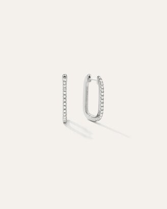 14K Gold Pave Diamond Line U Hoops