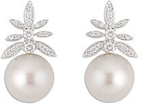 18K White Gold Gala Cultured South Sea Pearl & Diamond Stud Earrings