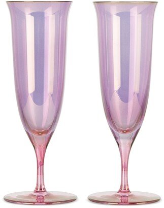 Purple & Pink Shade Glass Flute Set