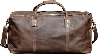 Touri Genuine Leather Holdall Luggage Bag - Worn Brown