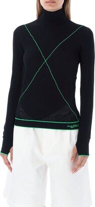 Turtleneck Contrast Stitched Jumper