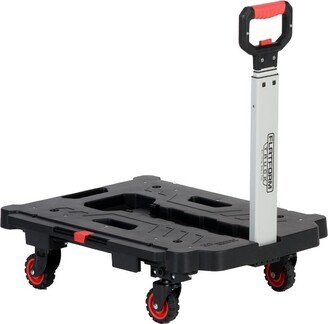 Magna Cart Foldable Hand Truck Platform Multifunctional Push Cart with Extendable Handle, 300 lb Capacity, and 360-Degree Swivel Wheels, Black/Red