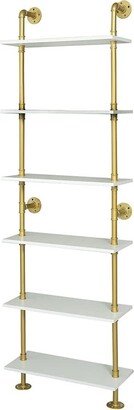 EPOWP 6 Tier Gold Bookshelf, White and Gold Shelves, Modern Shelves Shelf Bookcase Metal Mid Century Open Industrial