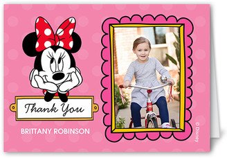 Thank You Cards: Disney Minnie Mouse Dots Thank You Card, Pink, Matte, Folded Smooth Cardstock