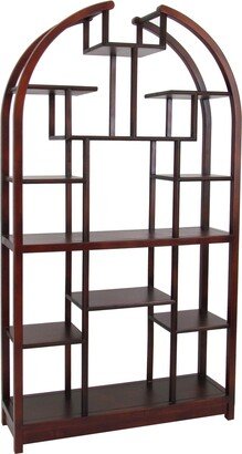 Arched Shape Display Unit with Multiple Shelves, Dark Brown