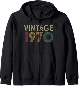 Vintage 1970 54th Birthday 54 Years Old Men Women Retro Zip Hoodie