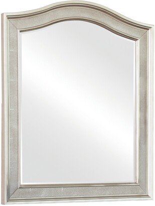 36 Inch Wooden Frame Arched Vanity Mirror, Silver