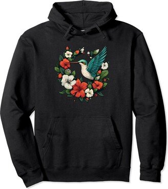 Hummingbird Accessories Clothes For Women Hummingbird Vintage Flowers Art Bird Watching Pullover Hoodie