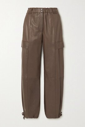 Utility Leather Cargo Pants - Brown