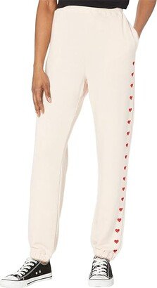 Supersoft Oversized Sweats with Hearts (Off-White) Women's Casual Pants