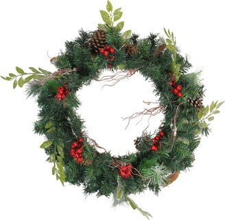 Northlight Pre-Decorated Frosted Pinecone and Berry Artificial Christmas Wreath-Unlit