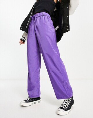 wide leg drawstring pants in purple