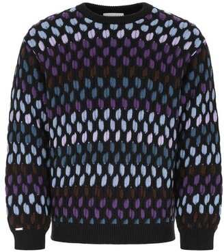 Colour-Block Knitted Crewneck Jumper