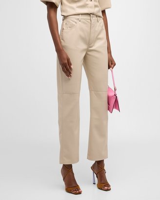 Vinni Straight-Leg Alt-Leather Crop Pants