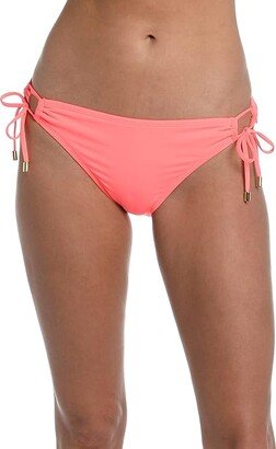 Island Goddess Adjustable Loop Hipster Pant Bottoms (Hot Coral) Women's Swimwear