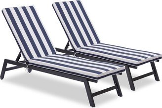 Calnod Outdoor Chaise Lounge Chair Set with Cushions, 5-Position Adjustable Aluminum Recliner, All Weather for Patio, Beach, Yard, Pool