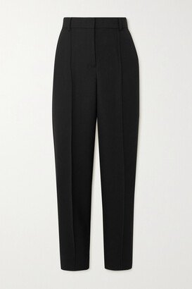 Pleated Woven Straight-leg Pants - Black