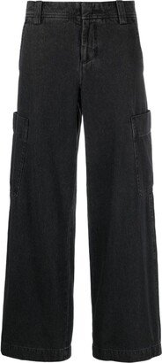 Mid-Rise Wide-Leg Cotton Jeans-AA