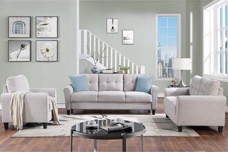 Calnod Modern 3-Piece Linen Upholstered Sofa Set - Comfortable and Stylish - Light Grey