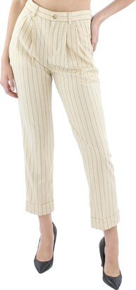 Womens Wool Pinstripe Ankle Pants