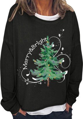 Generic Merry Christmas Sweatshirt Women Black Comfortable Lightweight Long Sleeve Hoodies for Teens Fashion Versatile Classic Dating Trips Embroidered Hoodie Size-4XL