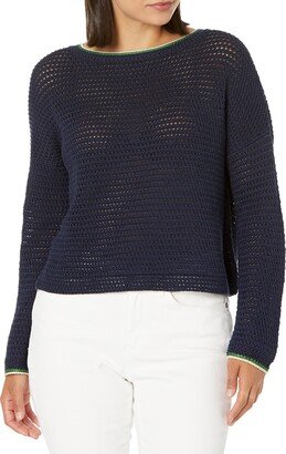 Women's Crochet Contrast Tipping Crew