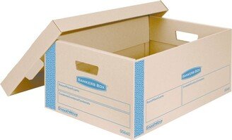 Bankers Box SmoothMove Prime Large Moving Boxes, Lift Lid, 24l x 15w x 10h, Kraft/Blue, 8/CT