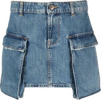 Cargo-Pockets Denim Miniskirt