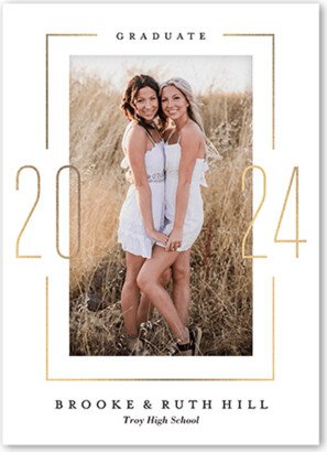 Graduation Announcements: Framed Grad Graduation Announcement, White, 5X7, Standard Smooth Cardstock, Square