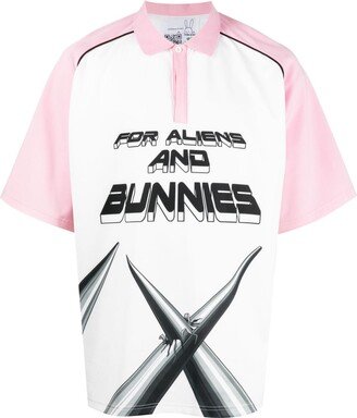 White And Pink Techno For Aliens And Bunnies Polo Shirt