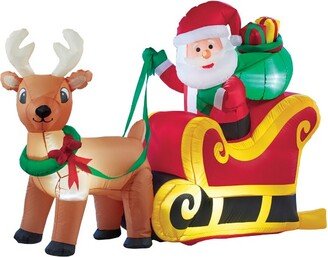 Collections Etc. Collections Etc Inflatable Santa Sleigh Outdoor Winter Decor 75 X 29 X 48