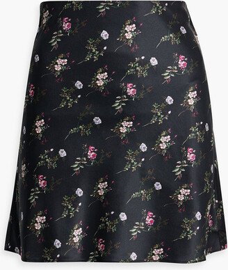 Aviva floral-print stretch-silk satin mini skirt