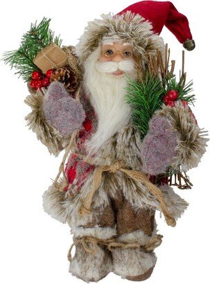 Northlight 12-Inch Standing Outdoor Santa Christmas Figure with Fur Boots and Presents