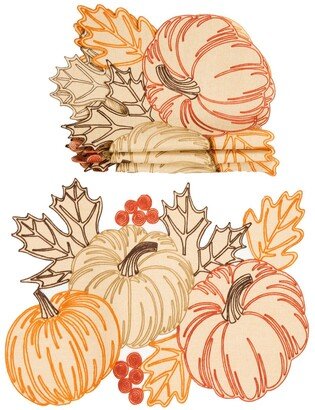 Pumpkin Party Embroidered Cutwork Placemats - Set of 4