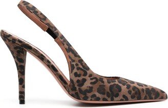 100mm Leopard-Print Slingback Pumps