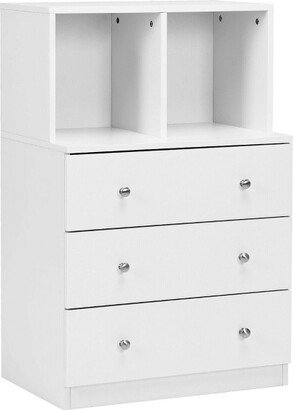 3 Drawer Dresser W/ Cubbies Storage Chest for Bedroom Living Room White