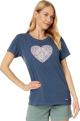 Animal Heart Short Sleeve Crusher Tee (Darkest Blue) Women's Clothing