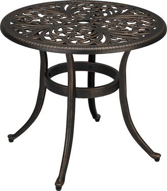 23.6 Inch Outdoor Round Cast Aluminum Phoenix Side Table,Bronze