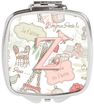 CJ2002-ZSCM Letter Z Love in Paris Pink Compact Mirror